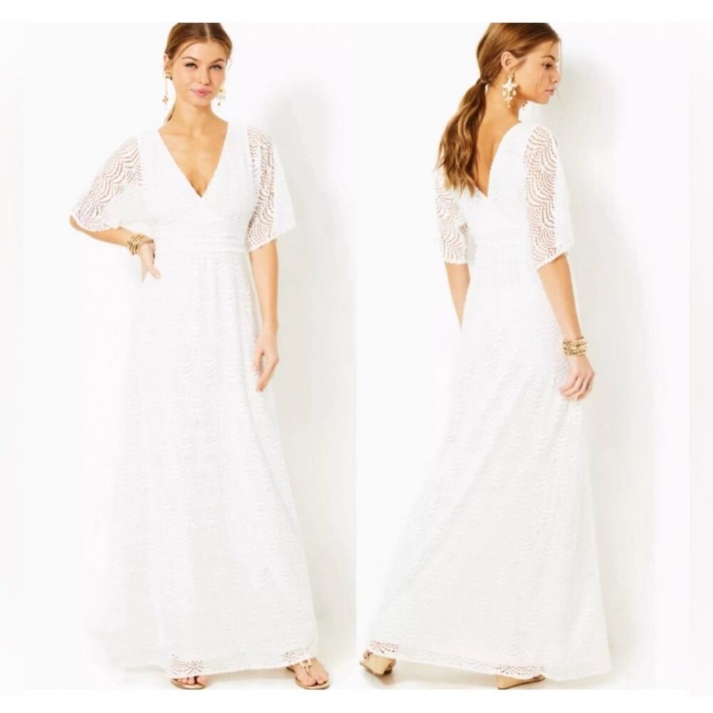NWT Lilly Pulitzer Parigi Maxi Dress in Resort White Scalloped Shell